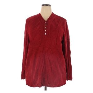 Karen Scott | Long Sleeve Top 2X Red Button V Neckline